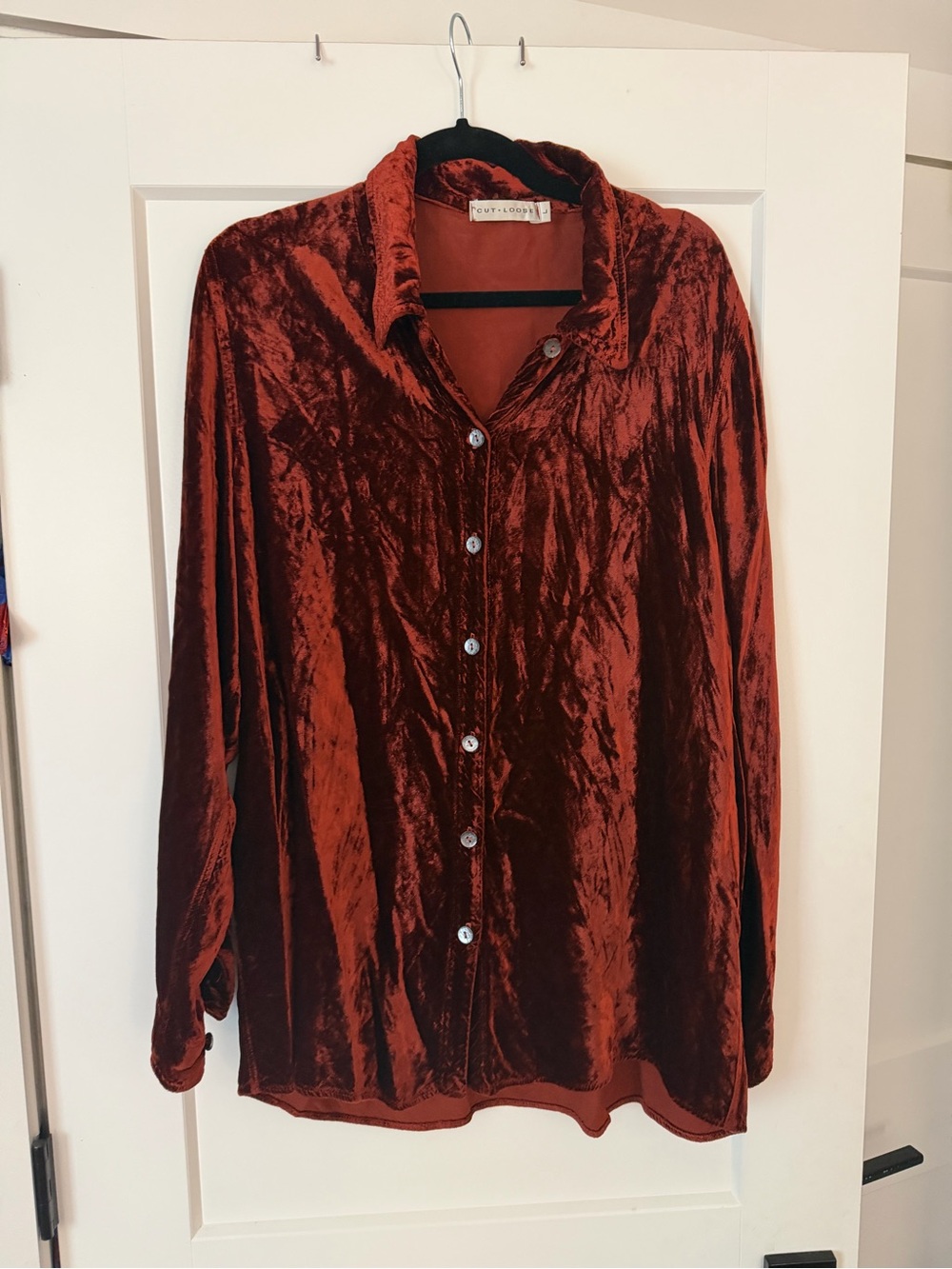 CUT LOOSE Velvet Button-Down L